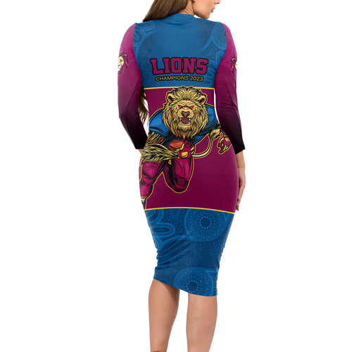 afl-lions-champions-2023-long-sleeve-bodycon-dress-proud-brisbane-aboriginal-vibe
