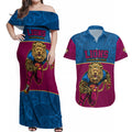 custom-afl-lions-champions-2023-couples-matching-off-shoulder-maxi-dress-and-hawaiian-shirt-proud-brisbane-aboriginal-vibe