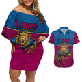 custom-afl-lions-champions-2023-couples-matching-off-shoulder-short-dress-and-hawaiian-shirt-proud-brisbane-aboriginal-vibe