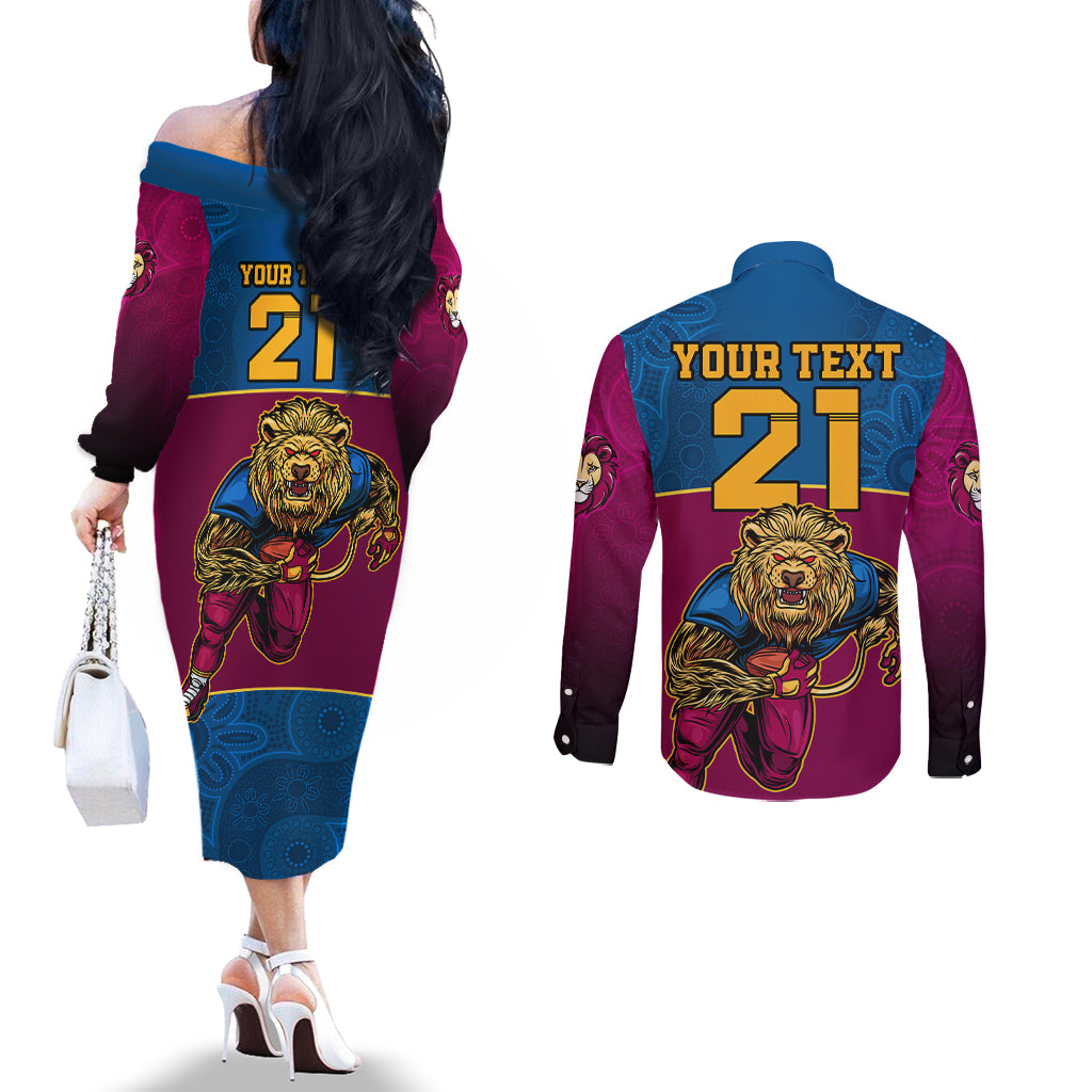 custom-afl-lions-champions-2023-couples-matching-off-the-shoulder-long-sleeve-dress-and-long-sleeve-button-shirts-proud-brisbane-aboriginal-vibe