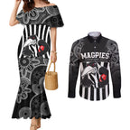 afl-magpies-champions-2023-couples-matching-mermaid-dress-and-long-sleeve-button-shirts-proud-collingwood-aboriginal-vibe