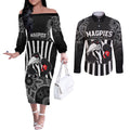 afl-magpies-champions-2023-couples-matching-off-the-shoulder-long-sleeve-dress-and-long-sleeve-button-shirts-proud-collingwood-aboriginal-vibe