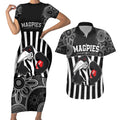 afl-magpies-champions-2023-couples-matching-short-sleeve-bodycon-dress-and-hawaiian-shirt-proud-collingwood-aboriginal-vibe