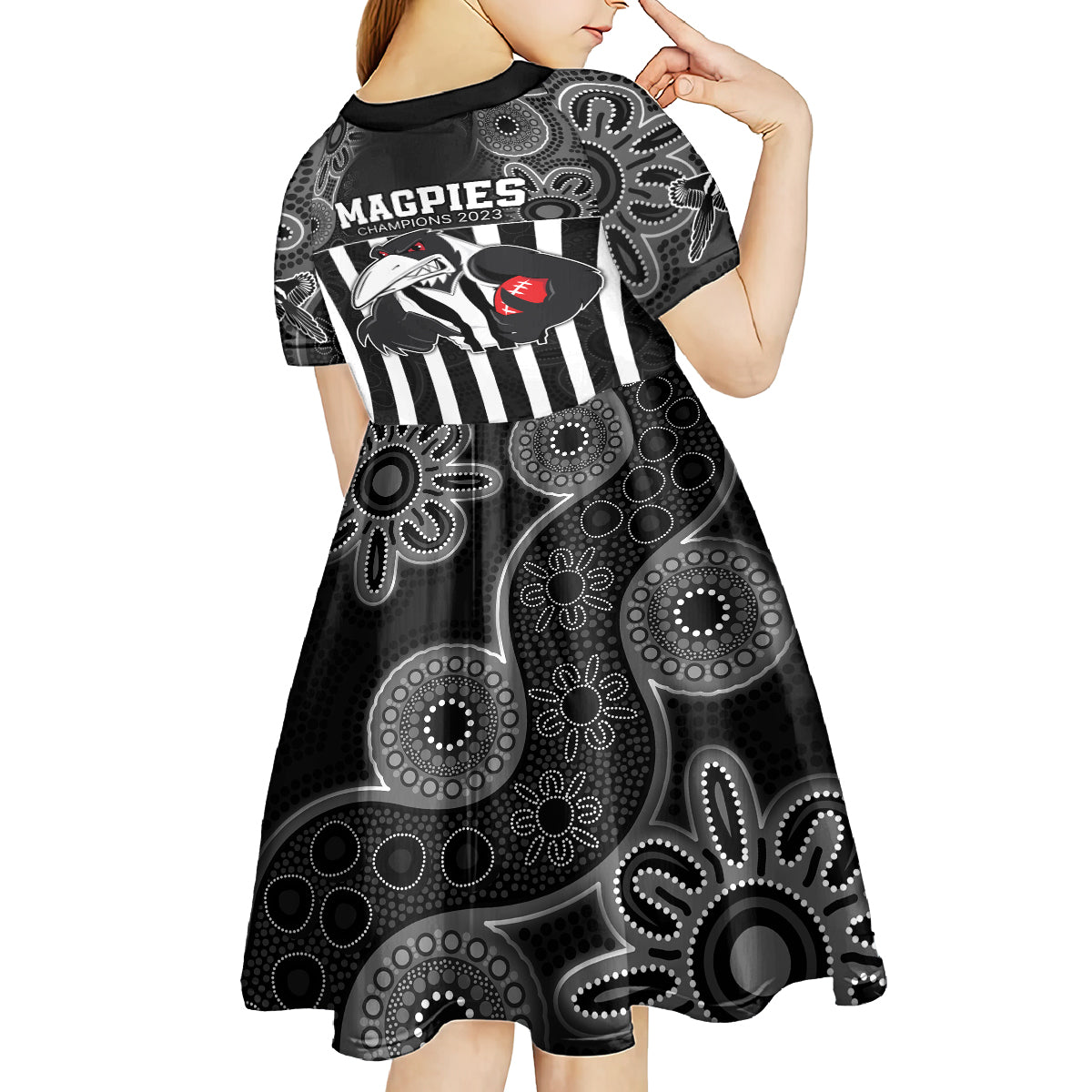 afl-magpies-champions-2023-kid-short-sleeve-dress-proud-collingwood-aboriginal-vibe