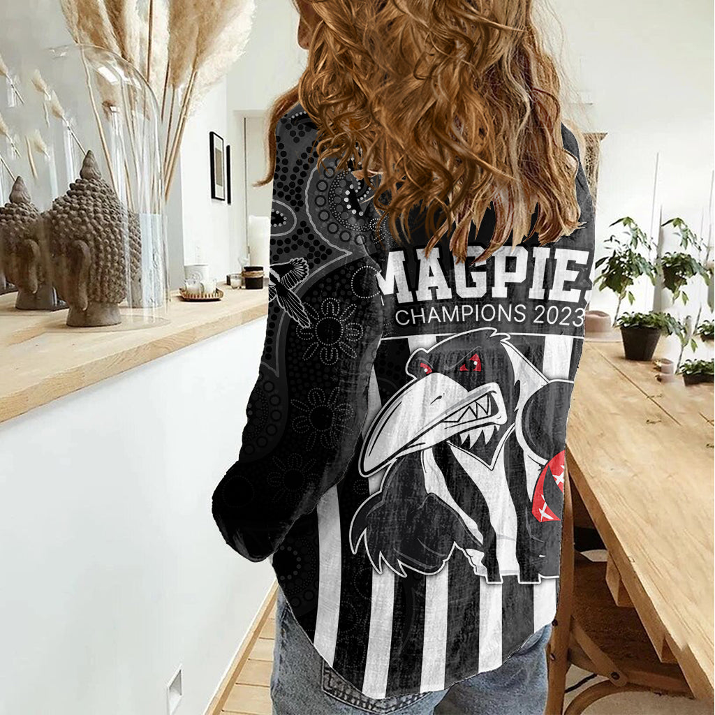 afl-magpies-champions-2023-women-casual-shirt-proud-collingwood-aboriginal-vibe