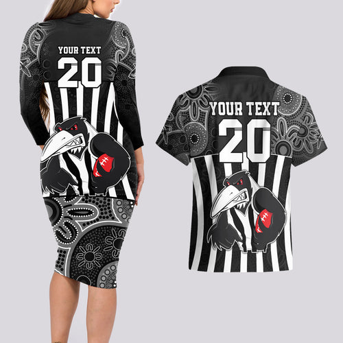 custom-afl-magpies-champions-2023-couples-matching-long-sleeve-bodycon-dress-and-hawaiian-shirt-proud-collingwood-aboriginal-vibe
