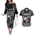 custom-afl-magpies-champions-2023-couples-matching-off-the-shoulder-long-sleeve-dress-and-hawaiian-shirt-proud-collingwood-aboriginal-vibe