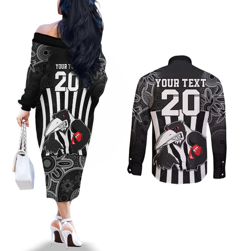 custom-afl-magpies-champions-2023-couples-matching-off-the-shoulder-long-sleeve-dress-and-long-sleeve-button-shirts-proud-collingwood-aboriginal-vibe