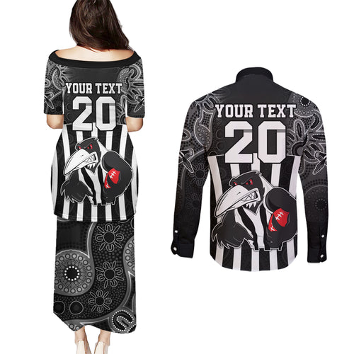 custom-afl-magpies-champions-2023-couples-matching-puletasi-dress-and-long-sleeve-button-shirts-proud-collingwood-aboriginal-vibe