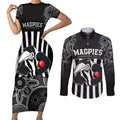 custom-afl-magpies-champions-2023-couples-matching-short-sleeve-bodycon-dress-and-long-sleeve-button-shirts-proud-collingwood-aboriginal-vibe