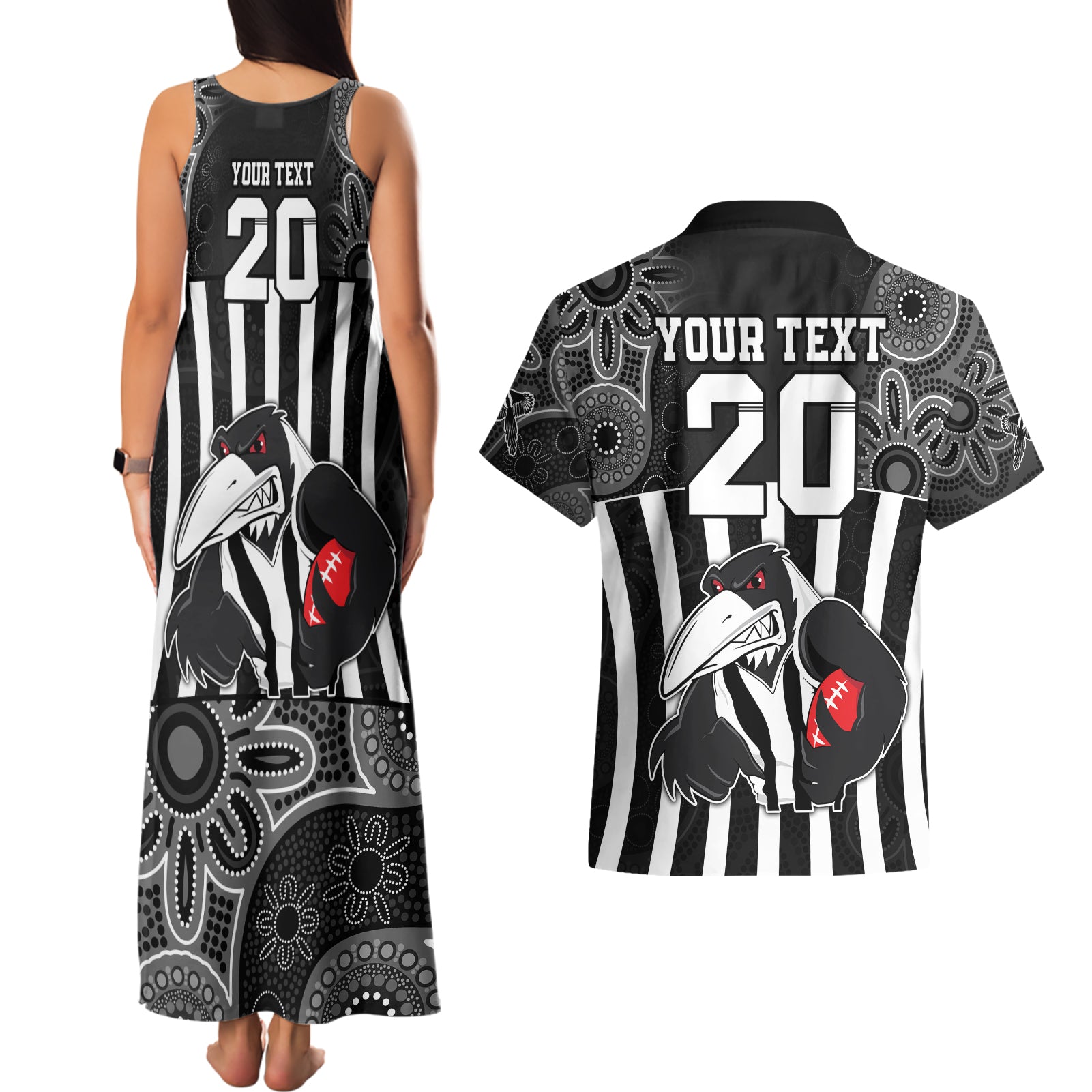 custom-afl-magpies-champions-2023-couples-matching-tank-maxi-dress-and-hawaiian-shirt-proud-collingwood-aboriginal-vibe