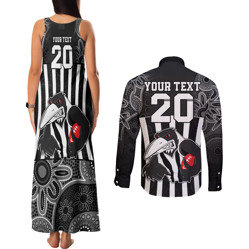 custom-afl-magpies-champions-2023-couples-matching-tank-maxi-dress-and-long-sleeve-button-shirts-proud-collingwood-aboriginal-vibe