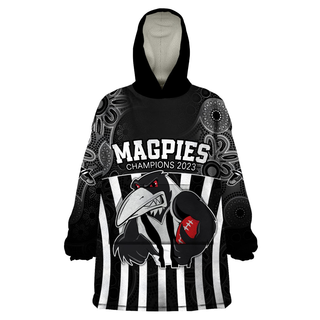 custom-afl-magpies-champions-2023-wearable-blanket-hoodie-proud-collingwood-aboriginal-vibe