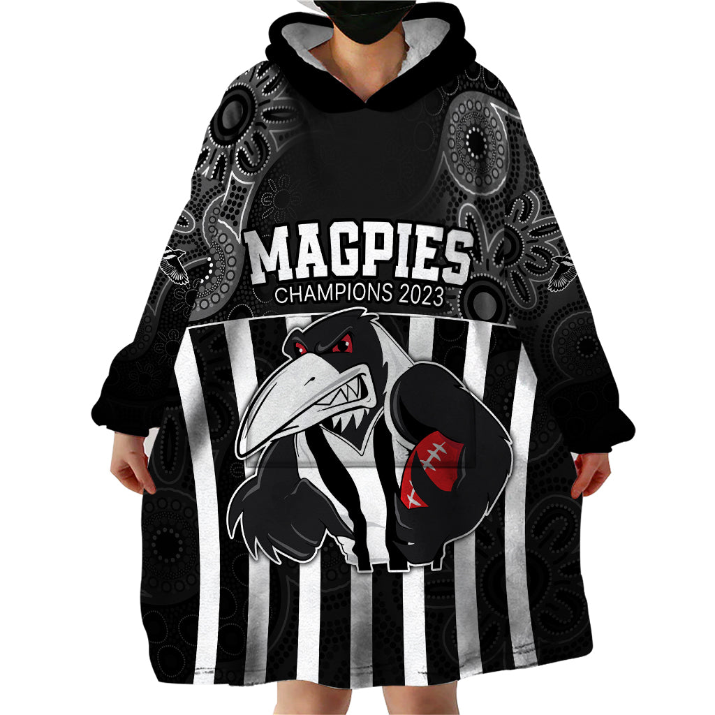custom-afl-magpies-champions-2023-wearable-blanket-hoodie-proud-collingwood-aboriginal-vibe