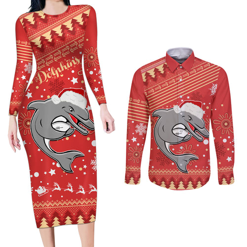 custom-dolphins-rugby-couples-matching-long-sleeve-bodycon-dress-and-long-sleeve-button-shirt-chirstmas-vibe-2023
