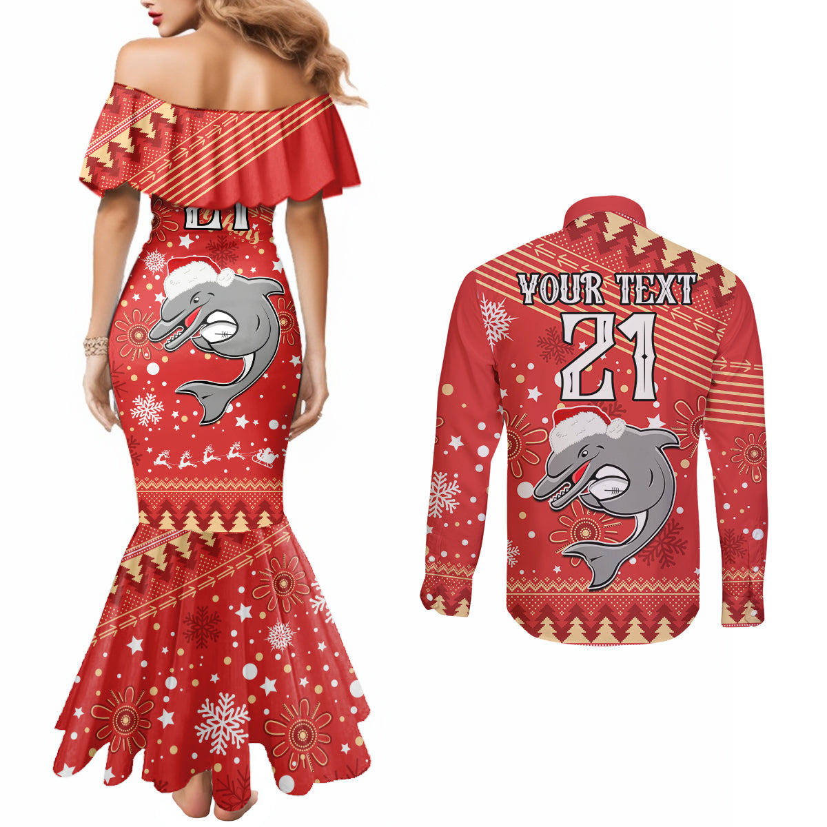 custom-dolphins-rugby-couples-matching-mermaid-dress-and-long-sleeve-button-shirt-chirstmas-vibe-2023