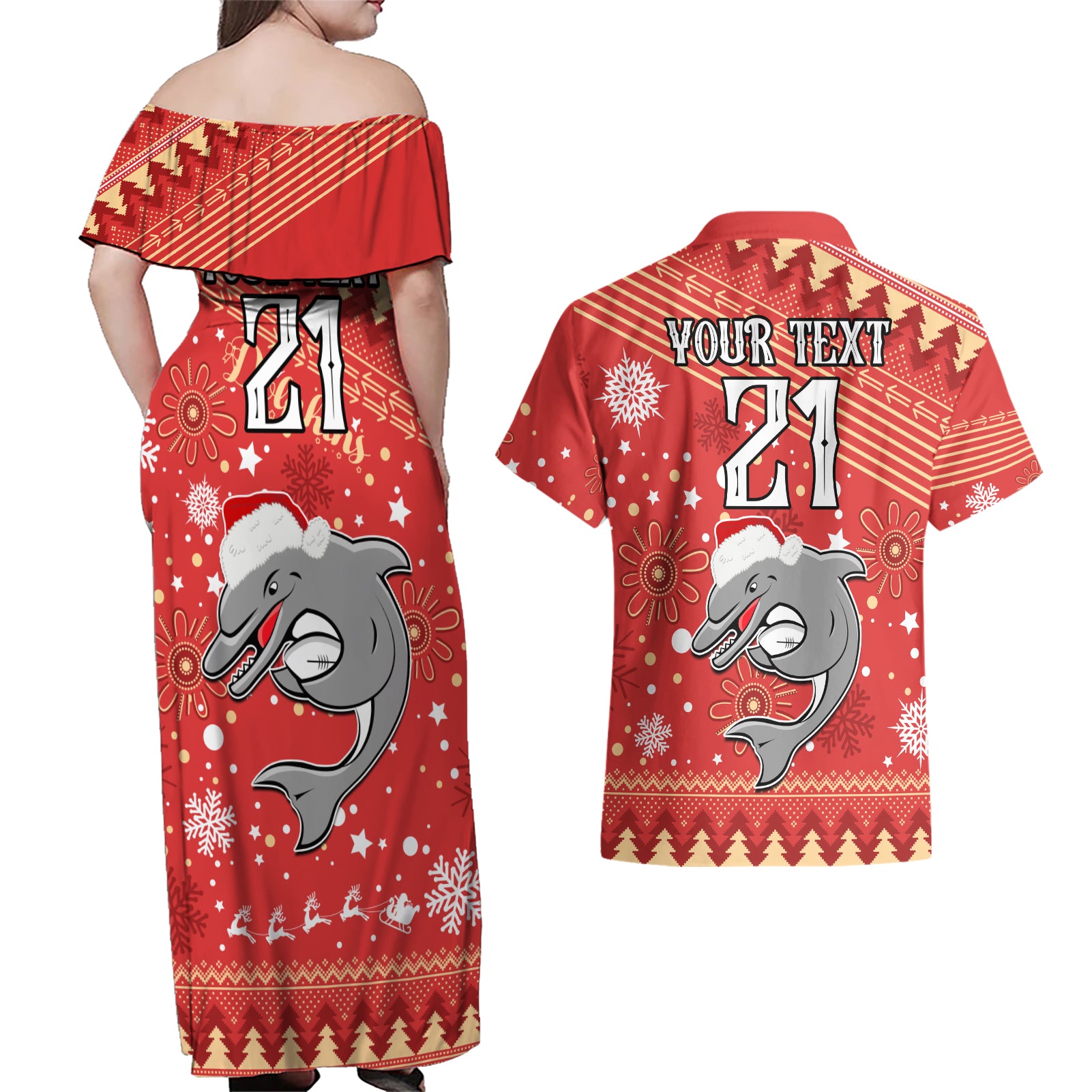 custom-dolphins-rugby-couples-matching-off-shoulder-maxi-dress-and-hawaiian-shirt-chirstmas-vibe-2023