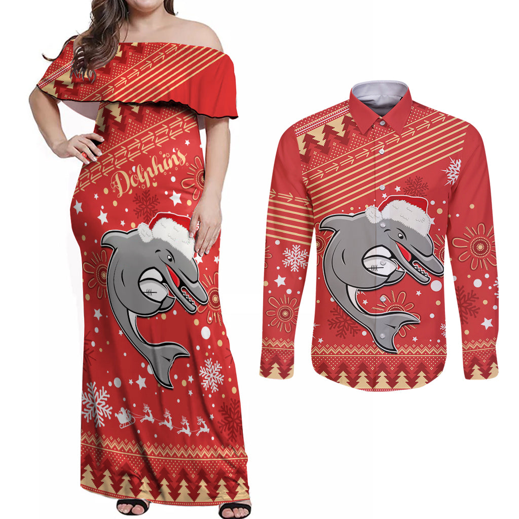 custom-dolphins-rugby-couples-matching-off-shoulder-maxi-dress-and-long-sleeve-button-shirt-chirstmas-vibe-2023