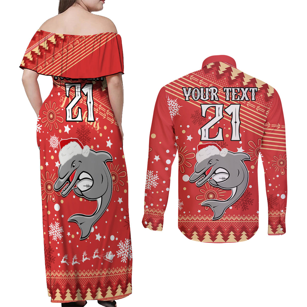 custom-dolphins-rugby-couples-matching-off-shoulder-maxi-dress-and-long-sleeve-button-shirt-chirstmas-vibe-2023