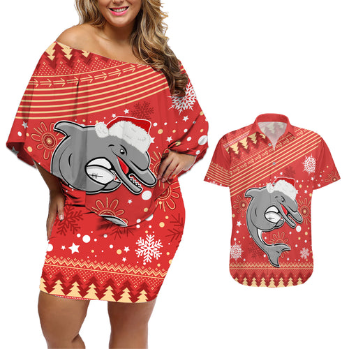 custom-dolphins-rugby-couples-matching-off-shoulder-short-dress-and-hawaiian-shirt-chirstmas-vibe-2023
