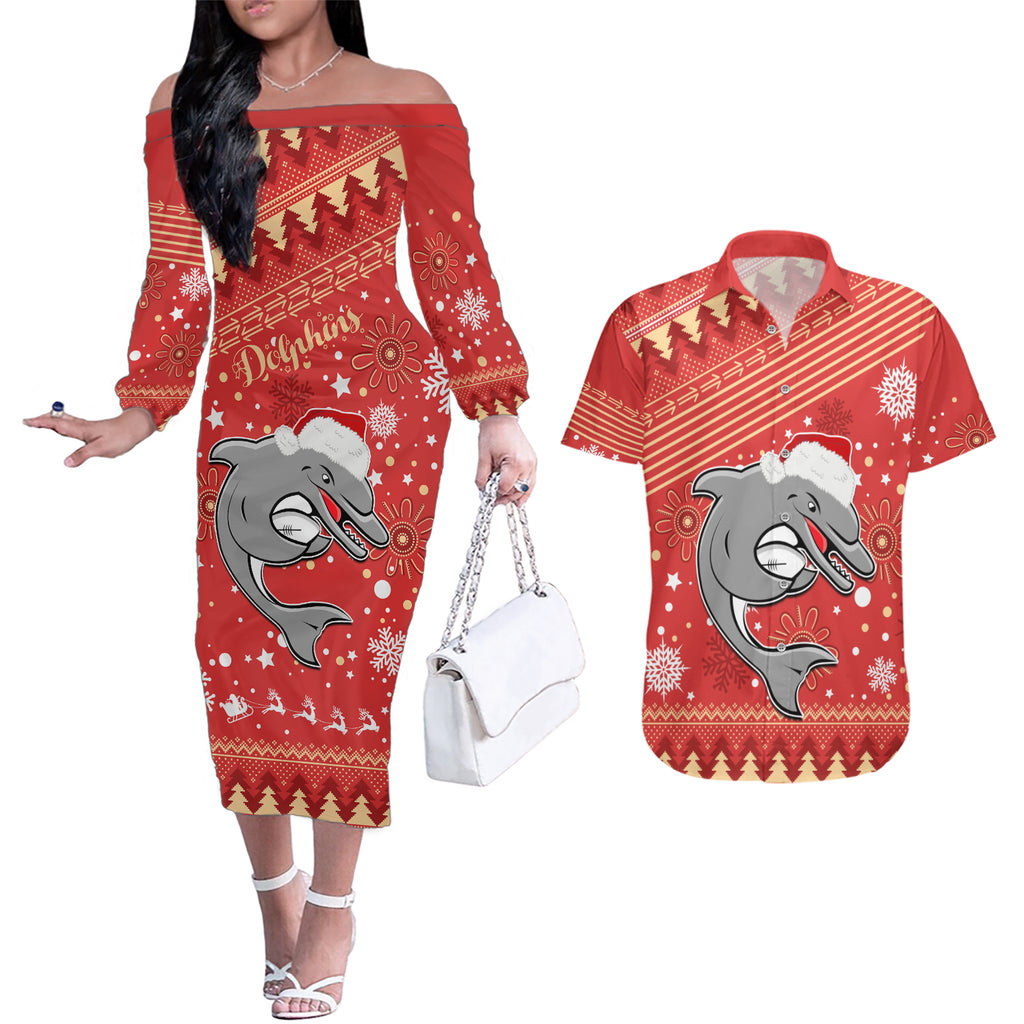 custom-dolphins-rugby-couples-matching-off-the-shoulder-long-sleeve-dress-and-hawaiian-shirt-chirstmas-vibe-2023