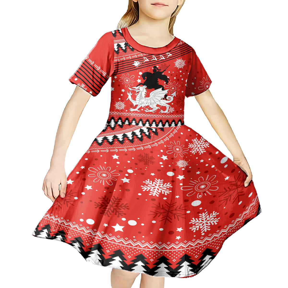 custom-dragons-rugby-kid-short-sleeve-dress-chirstmas-vibe-2023