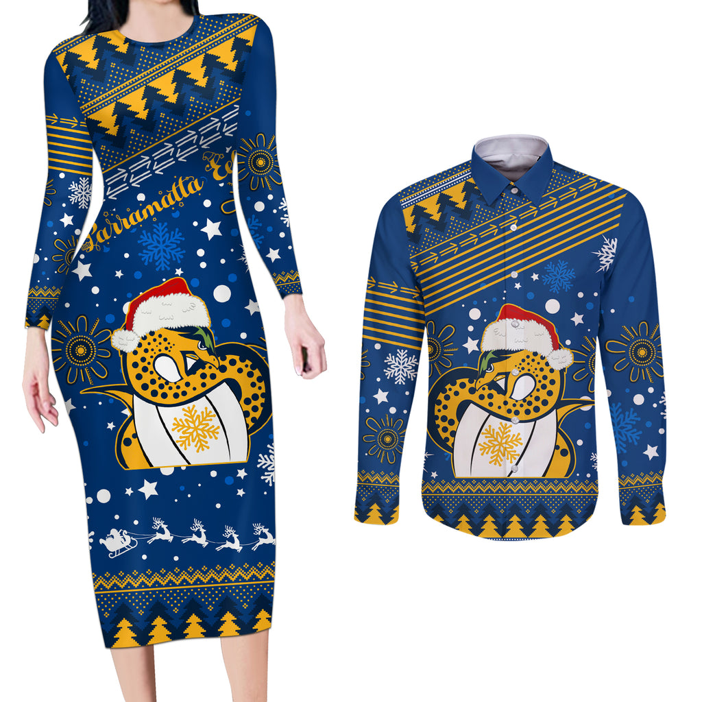 custom-eels-rugby-couples-matching-long-sleeve-bodycon-dress-and-long-sleeve-button-shirt-chirstmas-vibe-2023