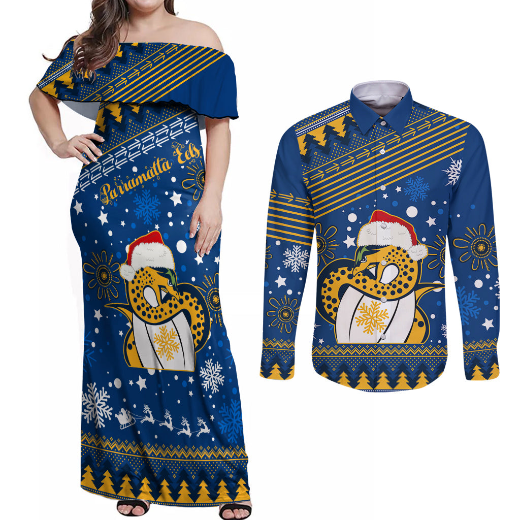 custom-eels-rugby-couples-matching-off-shoulder-maxi-dress-and-long-sleeve-button-shirt-chirstmas-vibe-2023