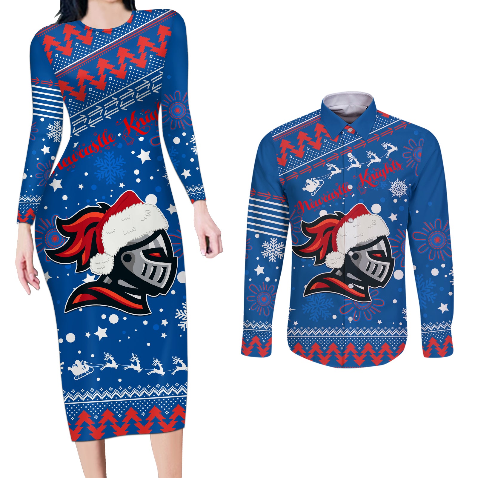 custom-knights-rugby-couples-matching-long-sleeve-bodycon-dress-and-long-sleeve-button-shirt-chirstmas-vibe-2023