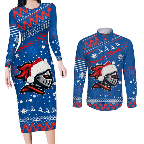 custom-knights-rugby-couples-matching-long-sleeve-bodycon-dress-and-long-sleeve-button-shirt-chirstmas-vibe-2023