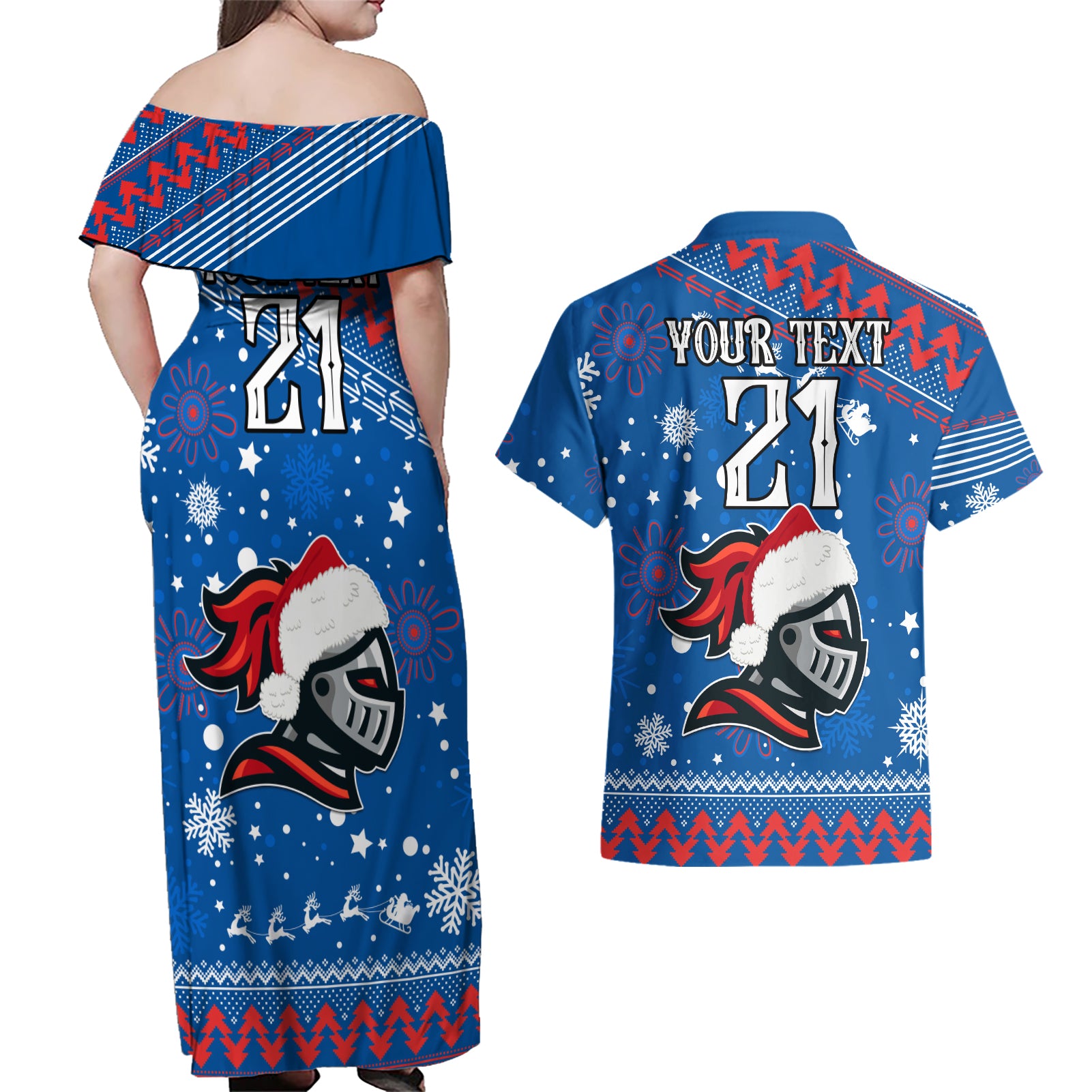custom-knights-rugby-couples-matching-off-shoulder-maxi-dress-and-hawaiian-shirt-chirstmas-vibe-2023