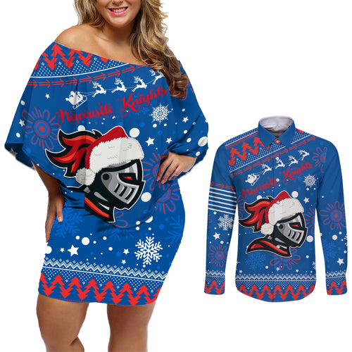 custom-knights-rugby-couples-matching-off-shoulder-short-dress-and-long-sleeve-button-shirt-chirstmas-vibe-2023