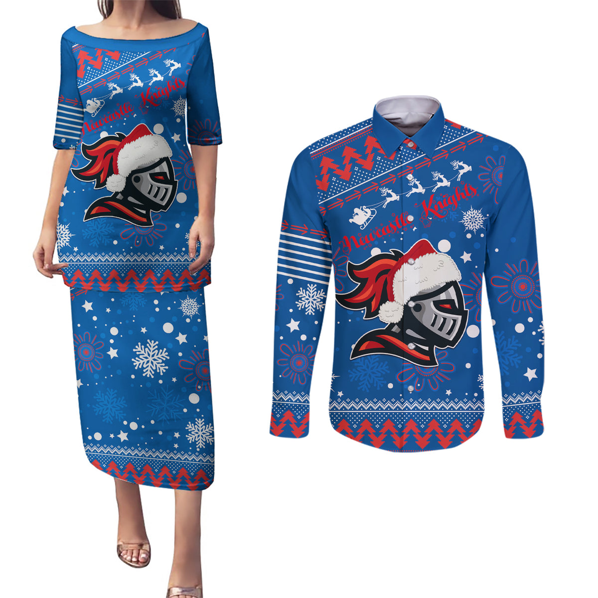 custom-knights-rugby-couples-matching-puletasi-dress-and-long-sleeve-button-shirt-chirstmas-vibe-2023