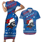 custom-knights-rugby-couples-matching-short-sleeve-bodycon-dress-and-hawaiian-shirt-chirstmas-vibe-2023