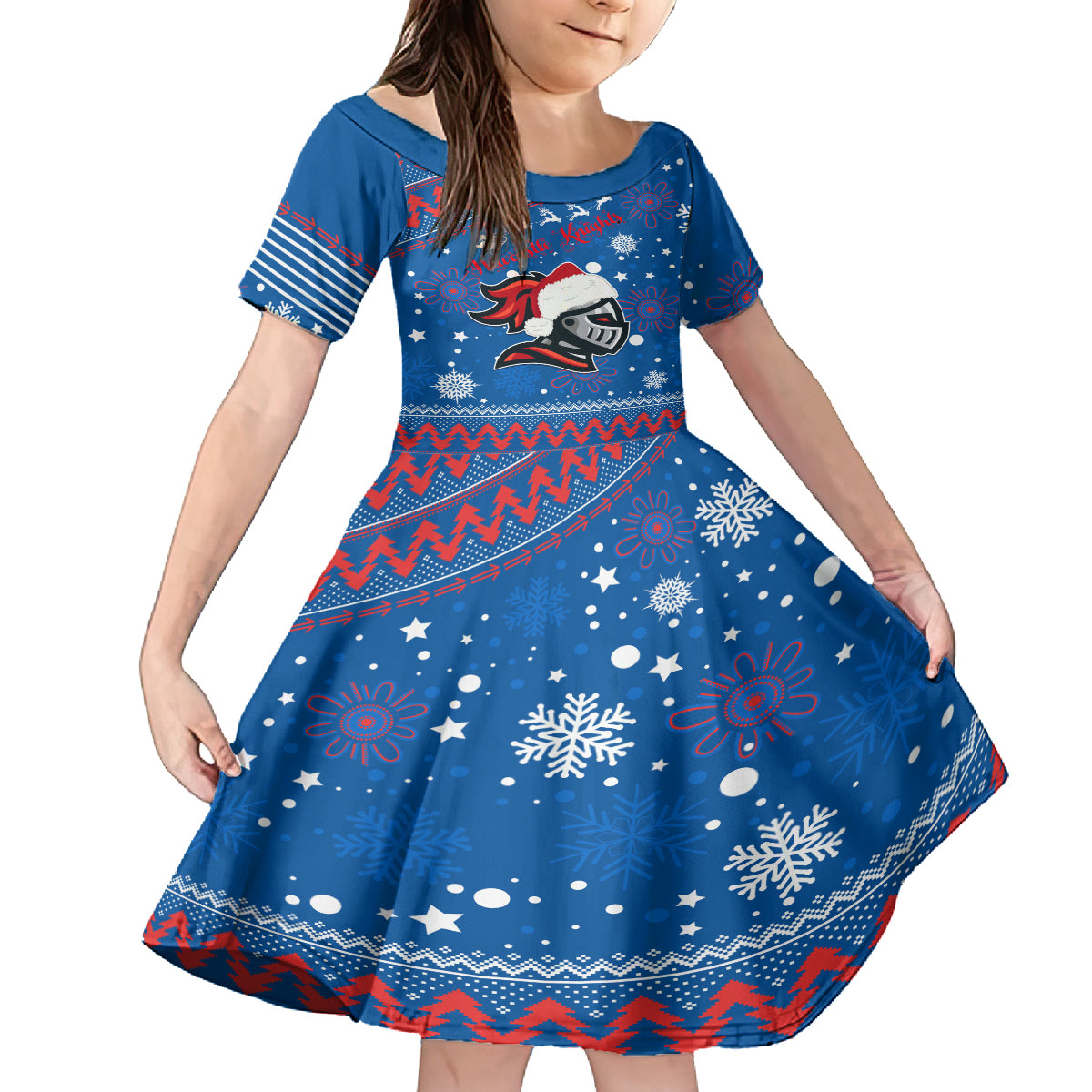 custom-knights-rugby-kid-short-sleeve-dress-chirstmas-vibe-2023