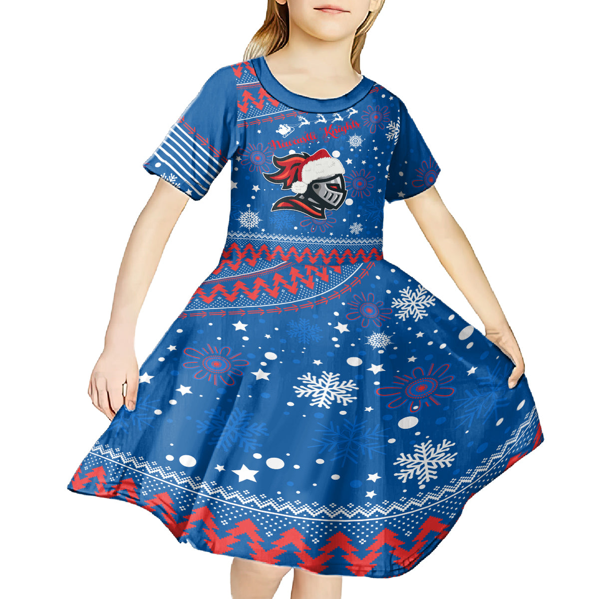 custom-knights-rugby-kid-short-sleeve-dress-chirstmas-vibe-2023