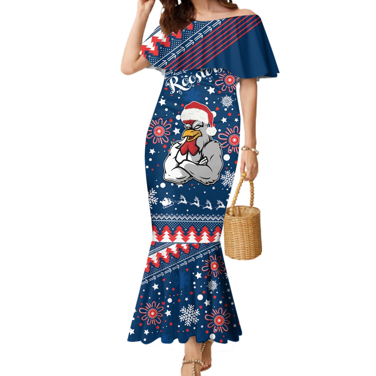 custom-roosters-rugby-mermaid-dress-chirstmas-vibe-2023