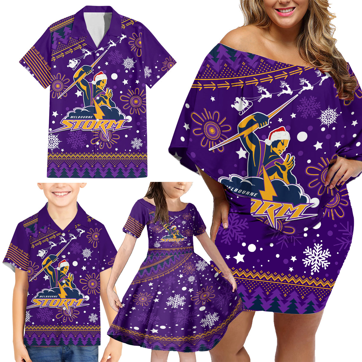 custom-storm-rugby-family-matching-off-shoulder-short-dress-and-hawaiian-shirt-chirstmas-vibe-2023