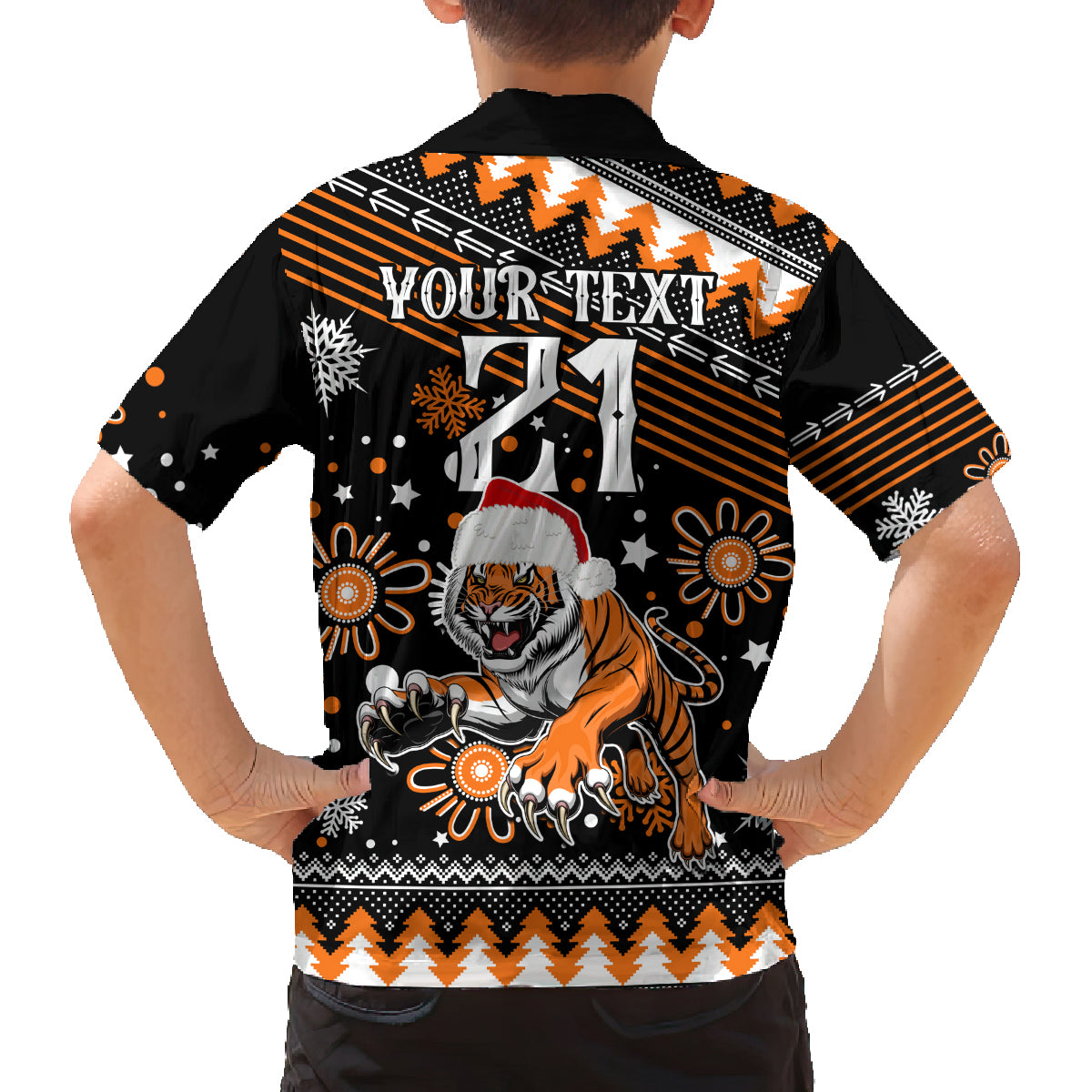 custom-tigers-rugby-family-matching-off-shoulder-short-dress-and-hawaiian-shirt-chirstmas-vibe-2023