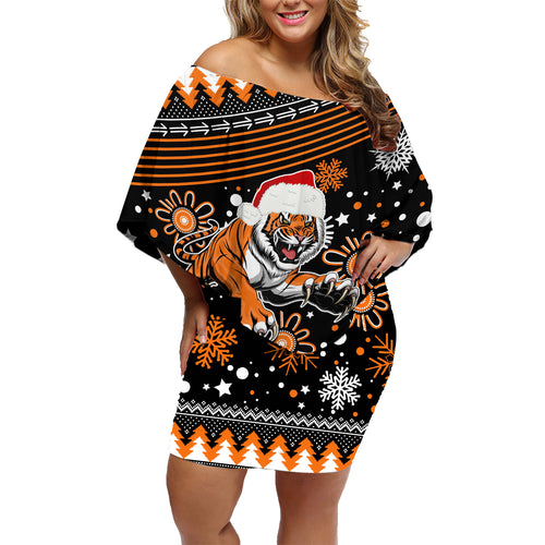 custom-tigers-rugby-family-matching-off-shoulder-short-dress-and-hawaiian-shirt-chirstmas-vibe-2023