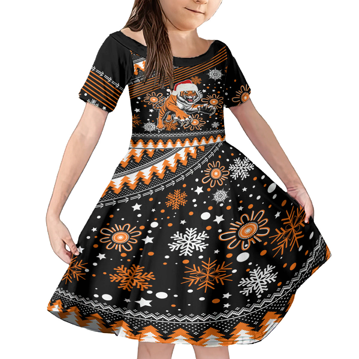 custom-tigers-rugby-kid-short-sleeve-dress-chirstmas-vibe-2023