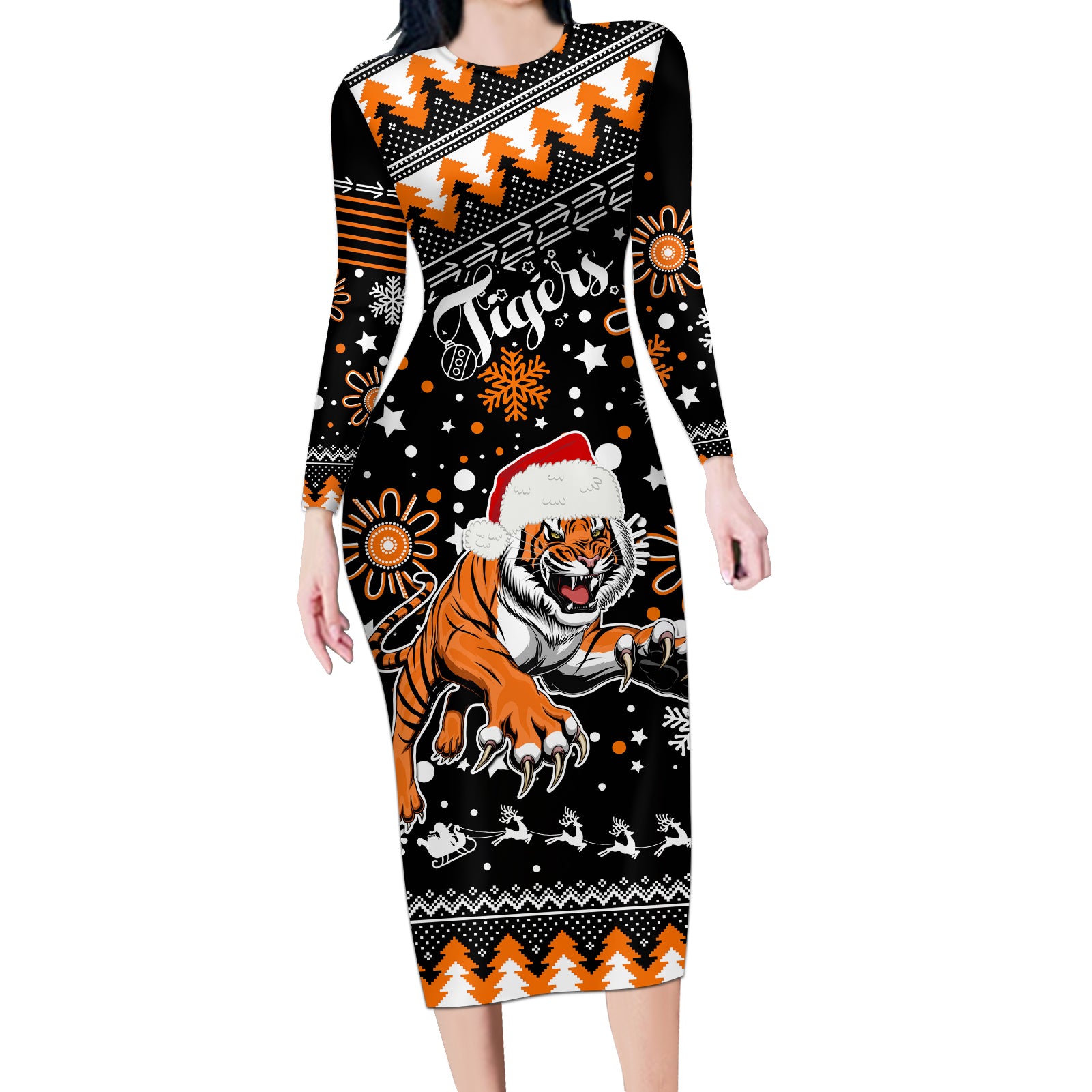 custom-tigers-rugby-long-sleeve-bodycon-dress-chirstmas-vibe-2023