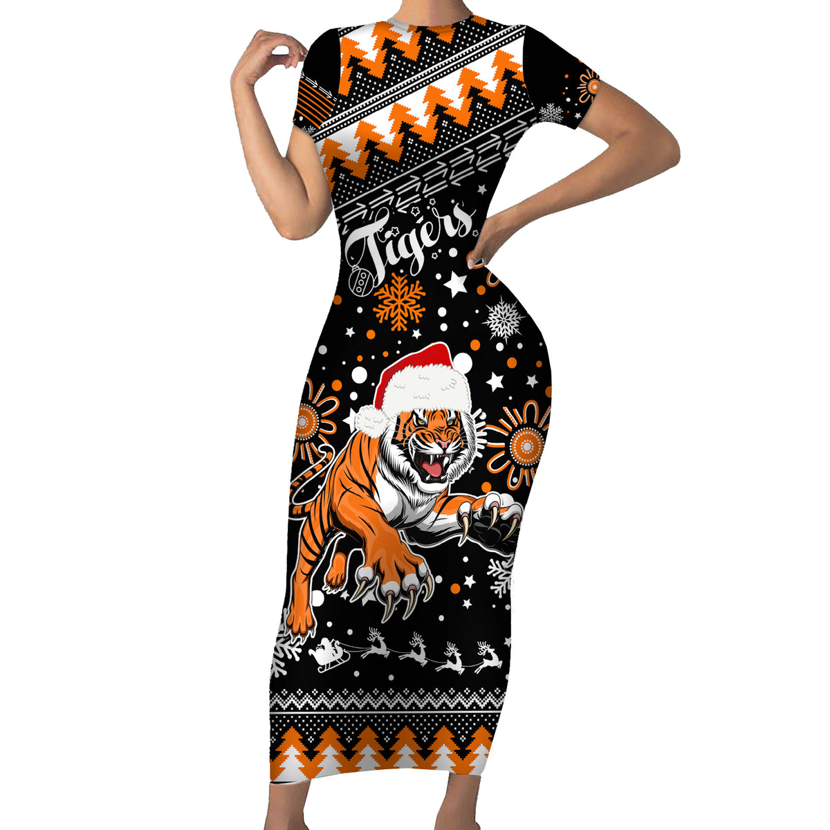 custom-tigers-rugby-short-sleeve-bodycon-dress-chirstmas-vibe-2023