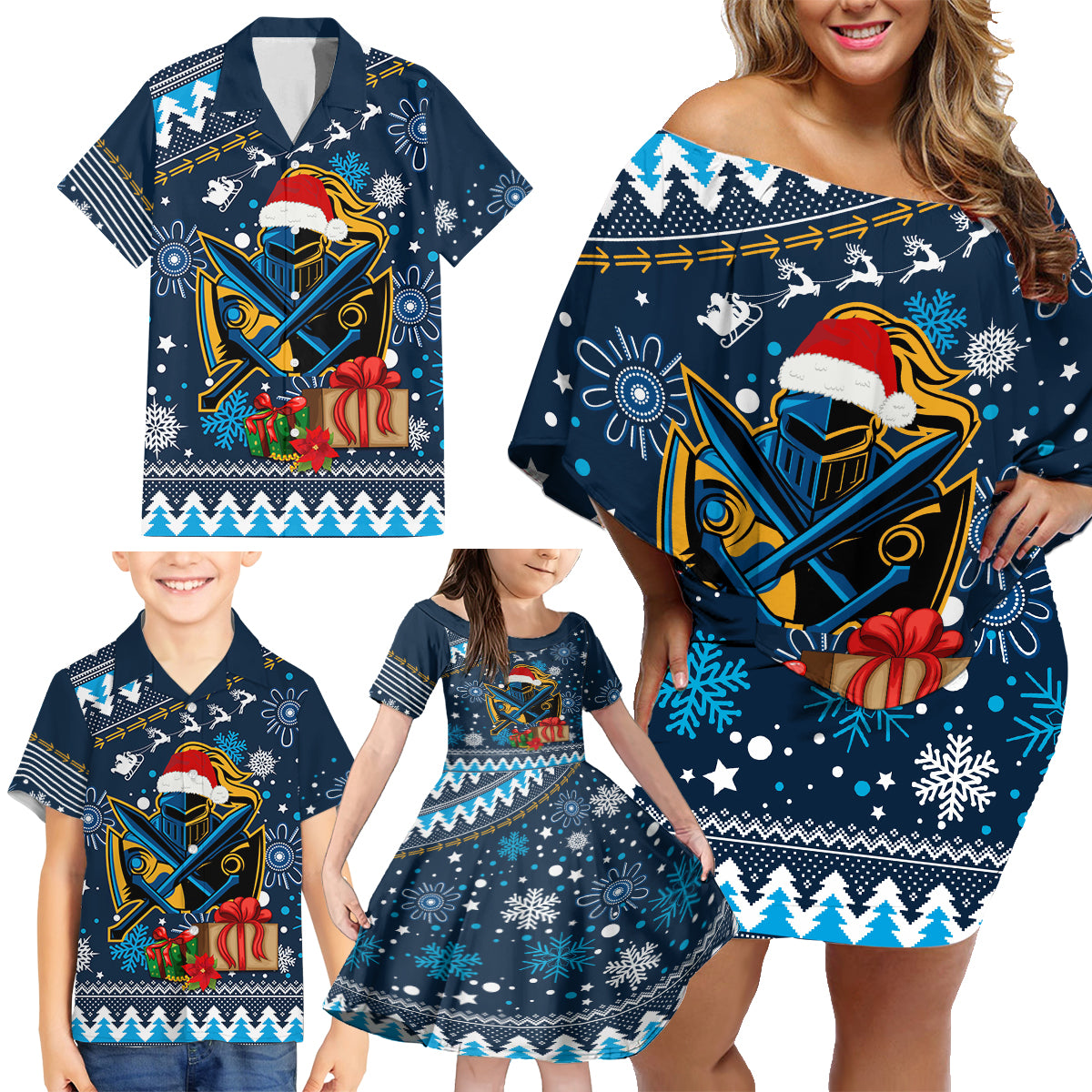 custom-titans-rugby-family-matching-off-shoulder-short-dress-and-hawaiian-shirt-chirstmas-vibe-2023