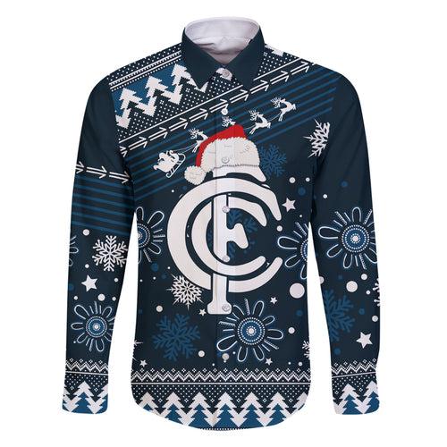 custom-carlton-blues-football-family-matching-off-shoulder-short-dress-and-hawaiian-shirt-christmas-vibe-2023