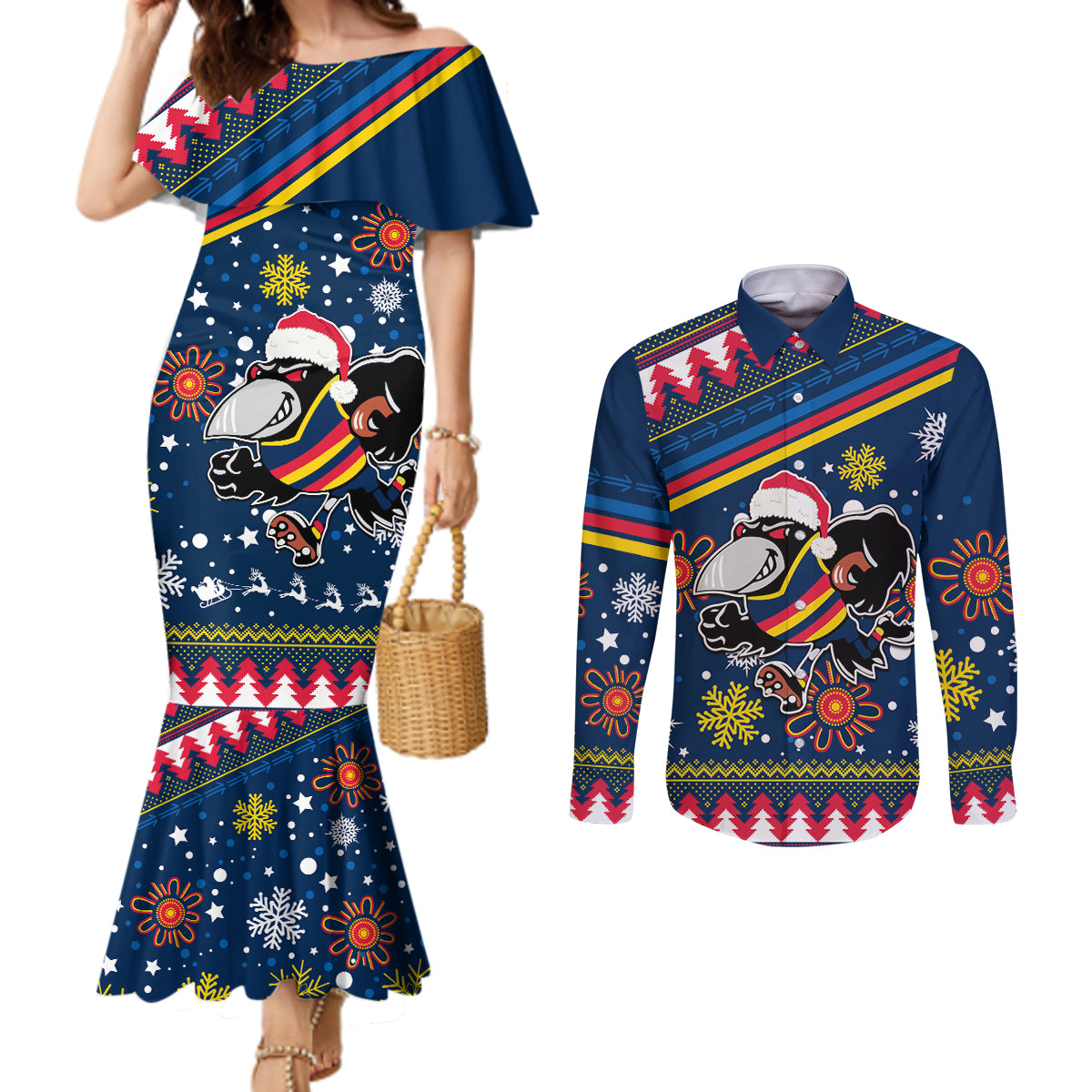 custom-crows-football-couples-matching-mermaid-dress-and-long-sleeve-button-shirt-christmas-vibe-2023