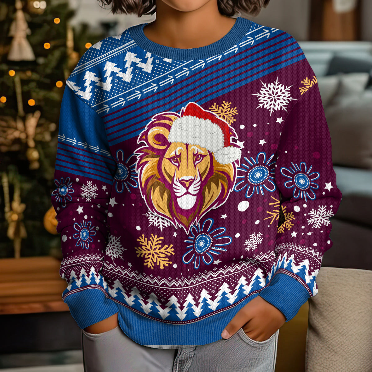 custom-lions-football-kid-ugly-christmas-sweater-christmas-vibe-2023