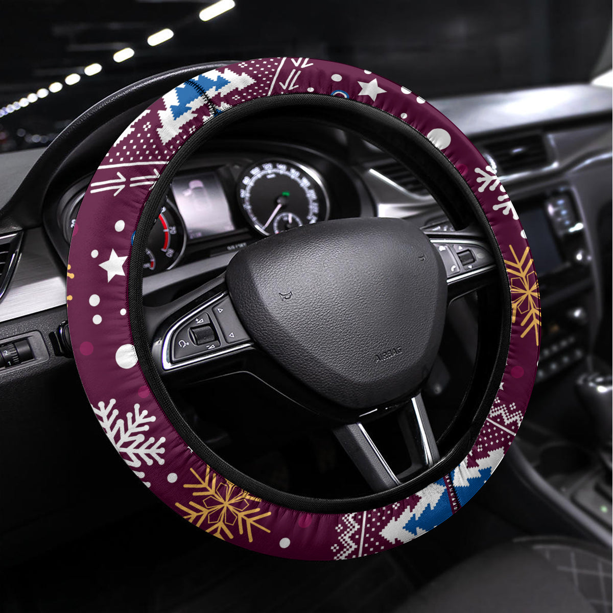 Lions Football Steering Wheel Cover Christmas Vibe 2023