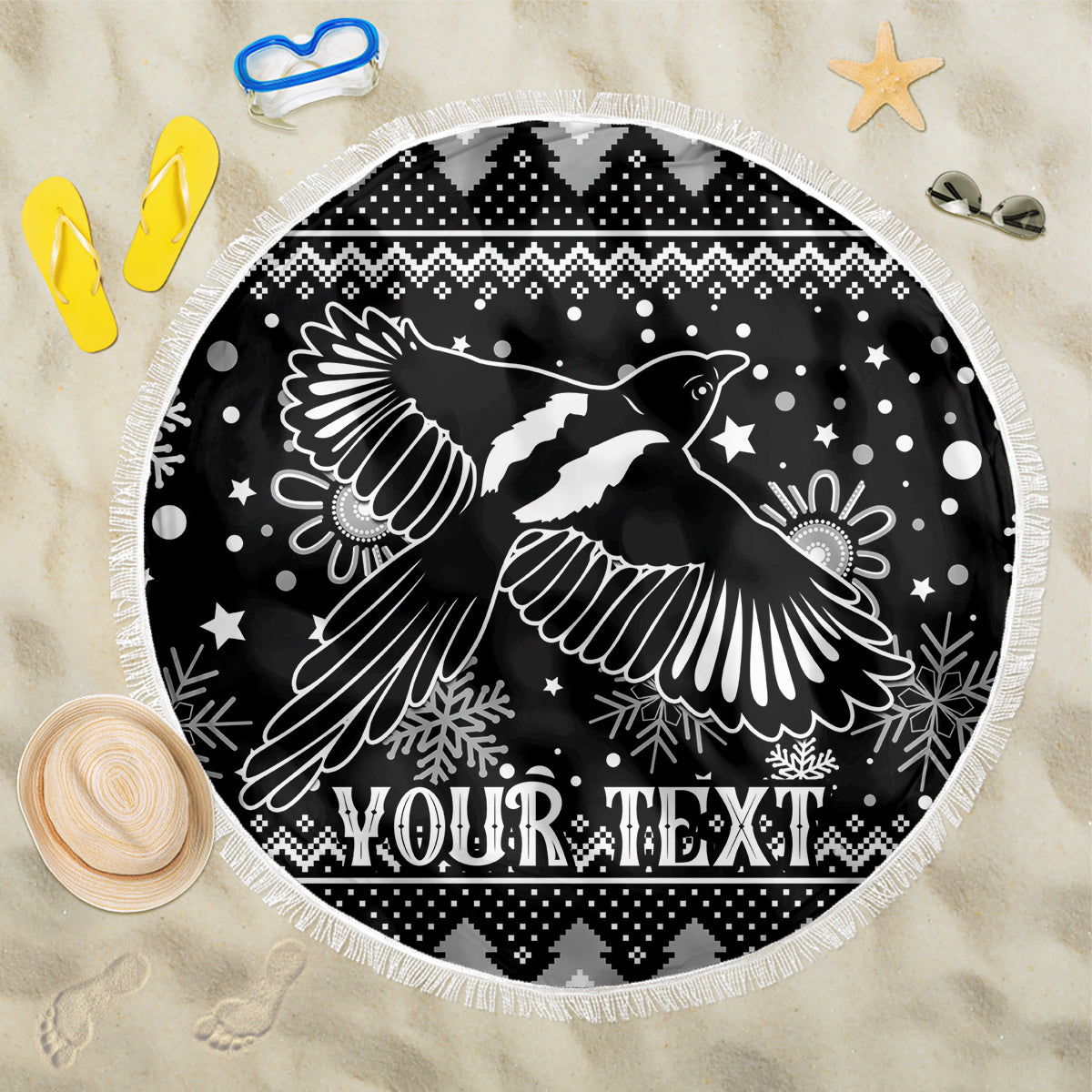 custom-magpies-football-beach-blanket-christmas-vibe-2023