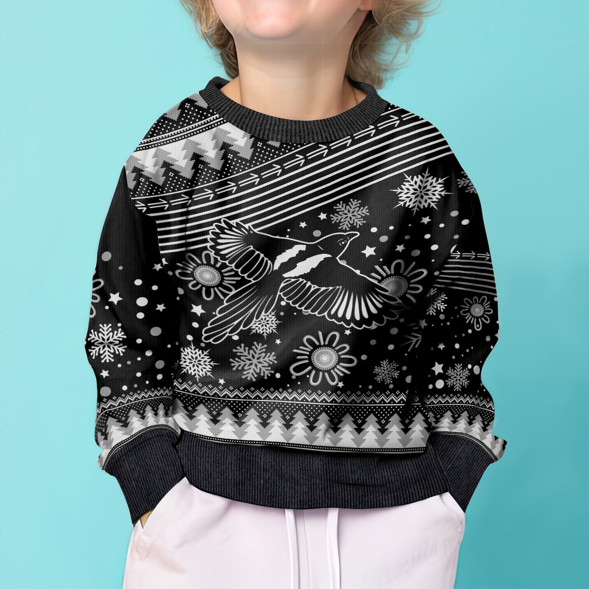 custom-magpies-football-kid-ugly-christmas-sweater-christmas-vibe-2023